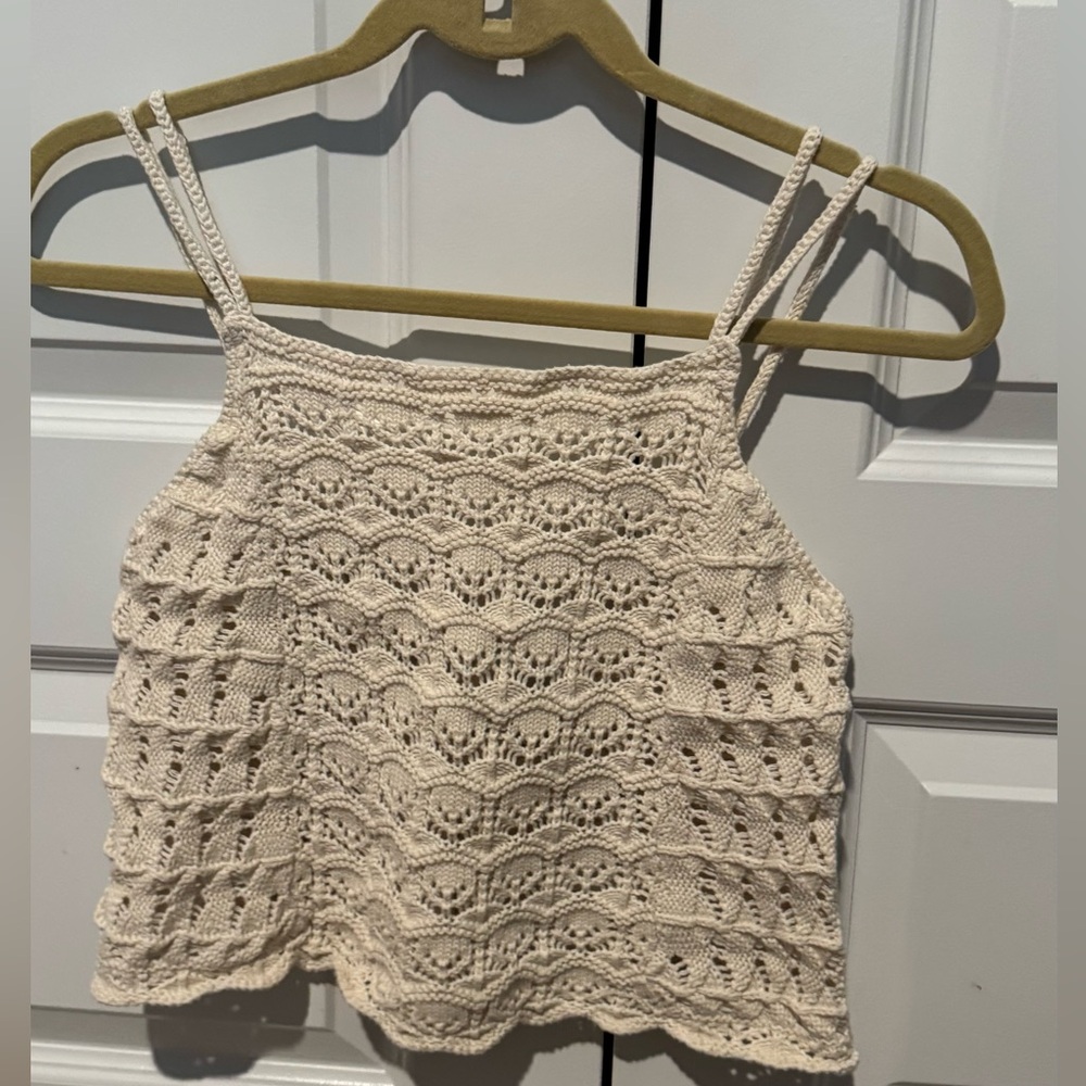 American Eagle Outfitters Cream Crochet Camisole